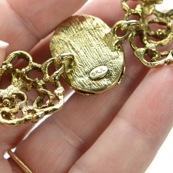 Kenneth Jay Lane KJL Resin Cabochon Toggle Bracelet - Picture 7 of 7